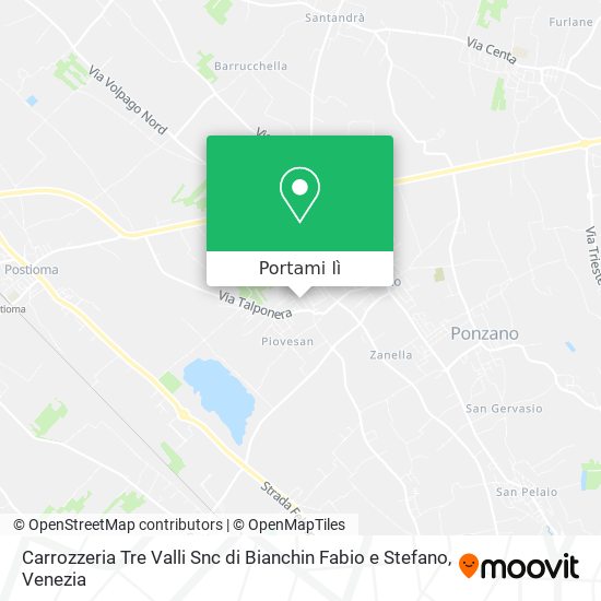 Mappa Carrozzeria Tre Valli Snc di Bianchin Fabio e Stefano