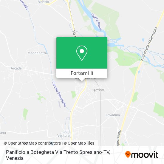Mappa Panificio a Botegheta Via Trento Spresiano-TV