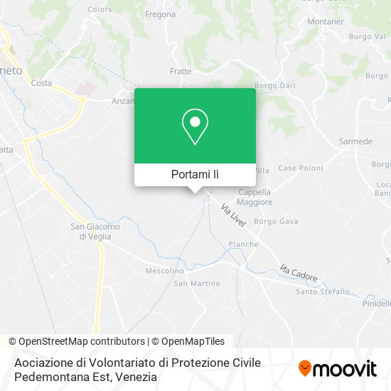 Mappa Aociazione di Volontariato di Protezione Civile Pedemontana Est