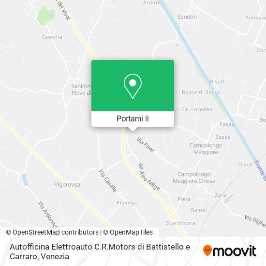 Mappa Autofficina Elettroauto C.R.Motors di Battistello e Carraro