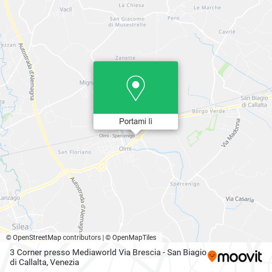 Mappa 3 Corner presso Mediaworld Via Brescia - San Biagio di Callalta