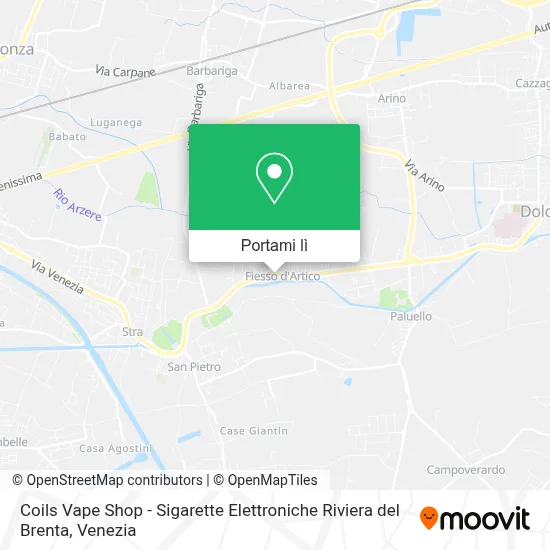 Come arrivare a Coils Vape Shop - Sigarette Elettroniche Riviera del Brenta  a Fiesso D' Artico con bus o treno?