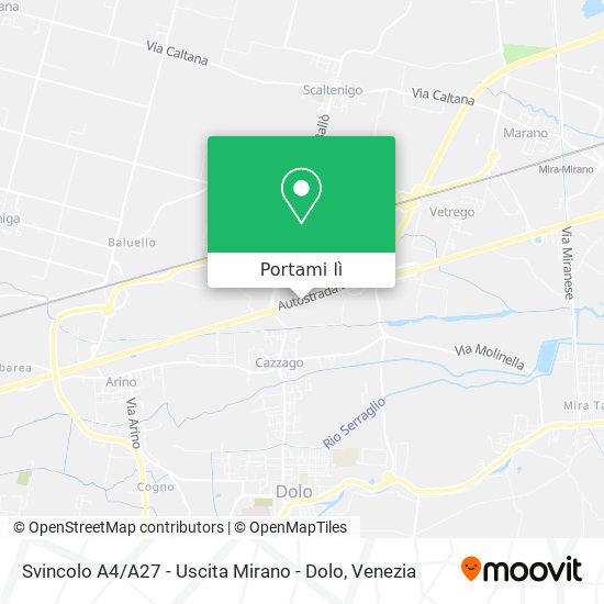 Mappa Svincolo A4 / A27 - Uscita Mirano - Dolo