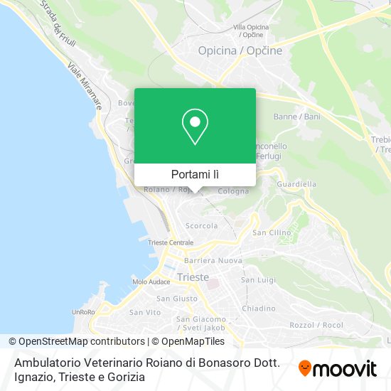 Mappa Ambulatorio Veterinario Roiano di Bonasoro Dott. Ignazio