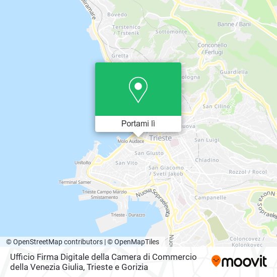 Mappa Ufficio Firma Digitale della Camera di Commercio della Venezia Giulia