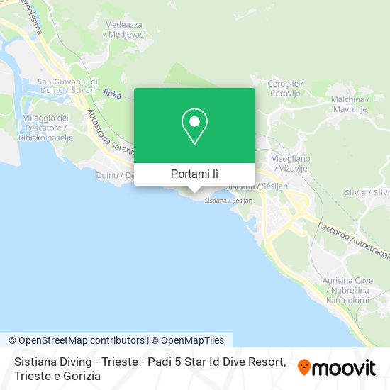 Mappa Sistiana Diving - Trieste - Padi 5 Star Id Dive Resort
