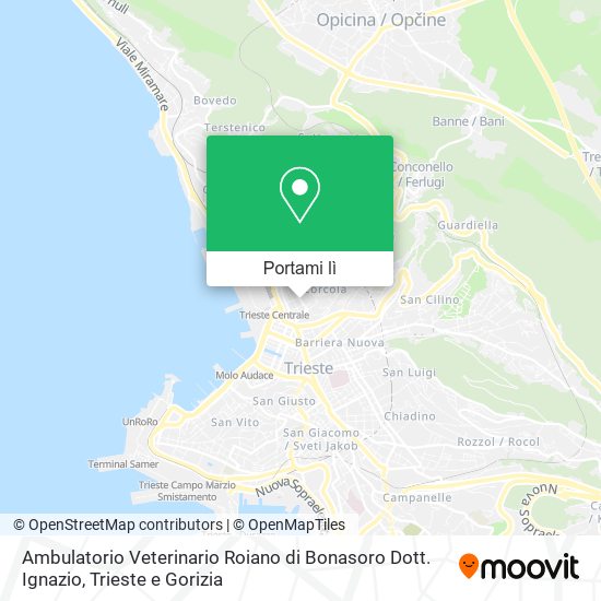 Mappa Ambulatorio Veterinario Roiano di Bonasoro Dott. Ignazio