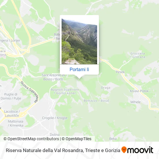 Mappa Riserva Naturale della Val Rosandra
