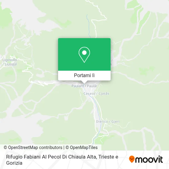 Mappa Rifugio Fabiani Al Pecol Di Chiaula Alta