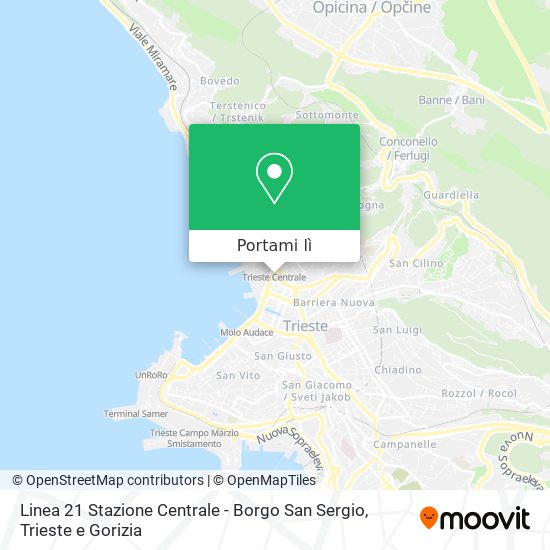 Mappa Linea 21 Stazione Centrale - Borgo San Sergio