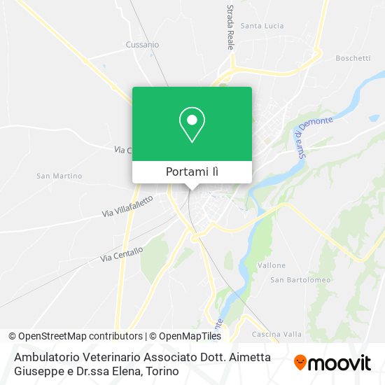 Mappa Ambulatorio Veterinario Associato Dott. Aimetta Giuseppe e Dr.ssa Elena