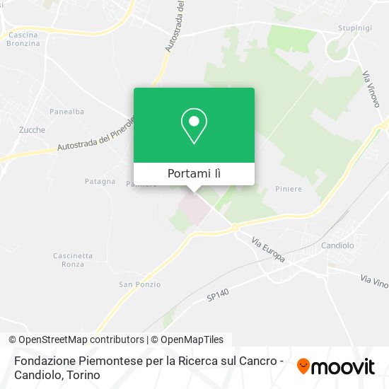 Mappa Fondazione Piemontese per la Ricerca sul Cancro - Candiolo