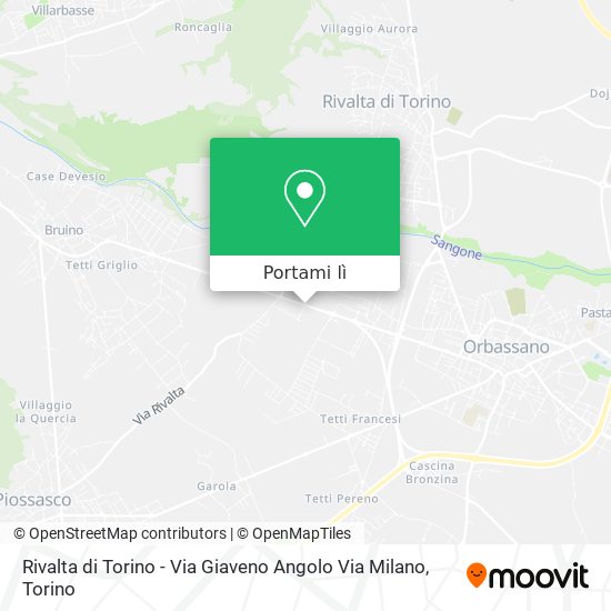 Mappa Rivalta di Torino - Via Giaveno Angolo Via Milano