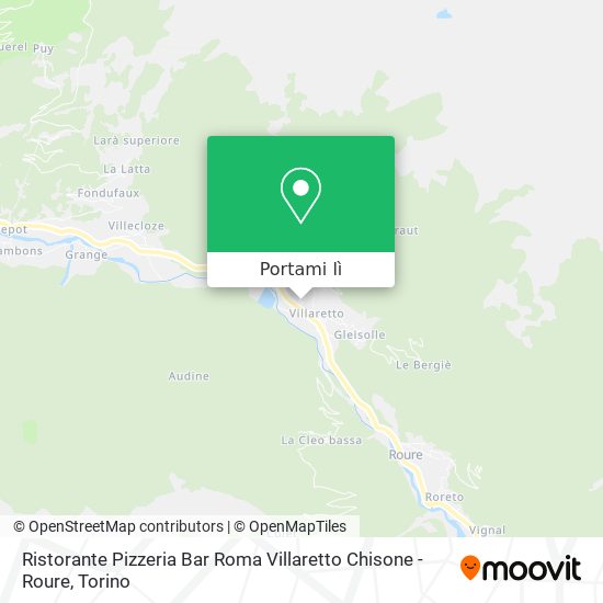 Mappa Ristorante Pizzeria Bar Roma Villaretto Chisone - Roure