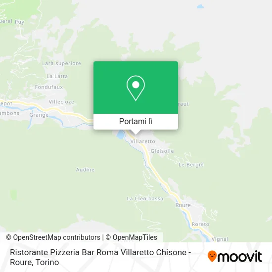 Mappa Ristorante Pizzeria Bar Roma Villaretto Chisone - Roure