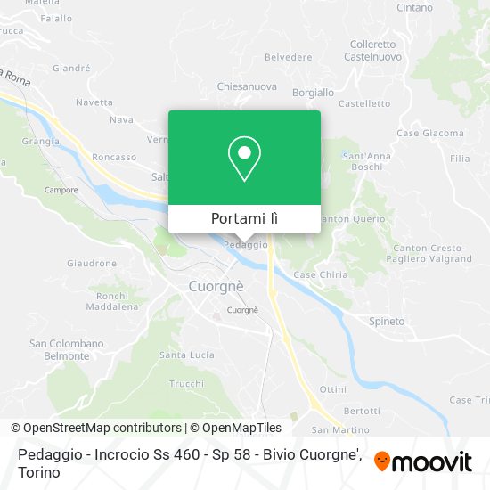 Mappa Pedaggio - Incrocio Ss 460 - Sp 58 - Bivio Cuorgne'