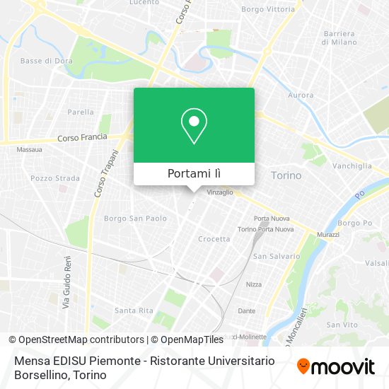 Mappa Mensa EDISU Piemonte - Ristorante Universitario Borsellino