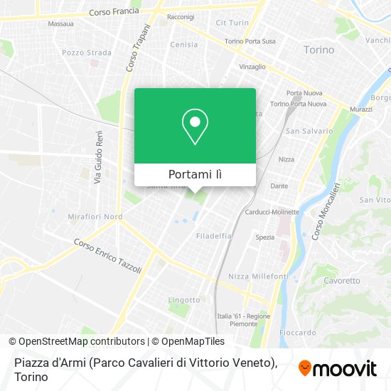 Mappa Piazza d'Armi (Parco Cavalieri di Vittorio Veneto)