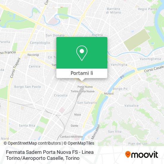 Mappa Fermata Sadem Porta Nuova FS - Linea Torino / Aeroporto Caselle