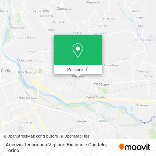Mappa Agenzia Tecnocasa Vigliano Biellese e Candelo