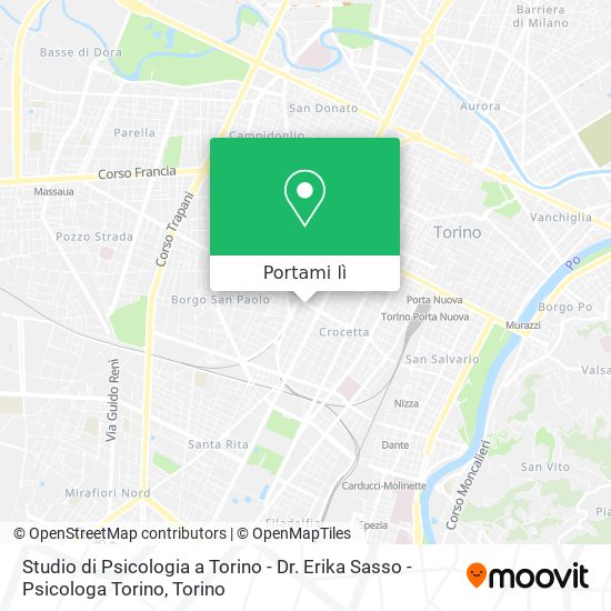 Mappa Studio di Psicologia a Torino - Dr. Erika Sasso - Psicologa Torino