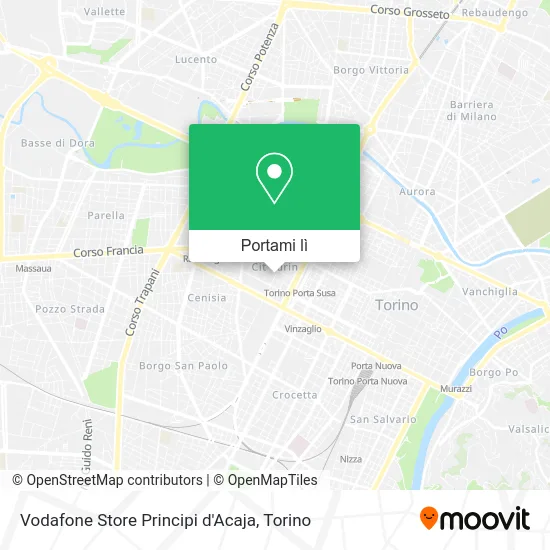 Mappa Vodafone Store Principi d'Acaja