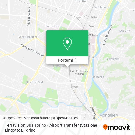 Mappa Terravision Bus Torino - Airport Transfer (Stazione Lingotto)