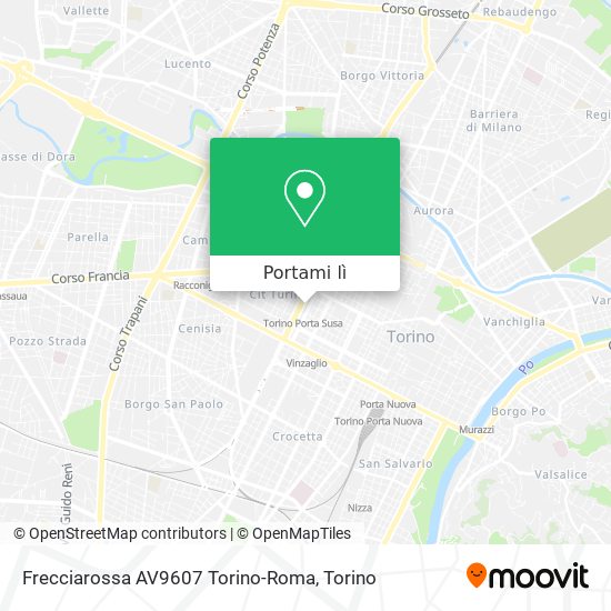 Mappa Frecciarossa AV9607 Torino-Roma