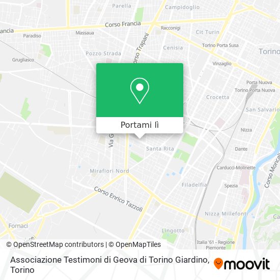 Mappa Associazione Testimoni di Geova di Torino Giardino