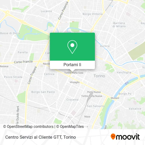 Mappa Centro Servizi al Cliente GTT