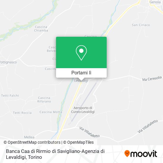 Mappa Banca Caa di Rirmio di Savigliano-Agenzia di Levaldigi