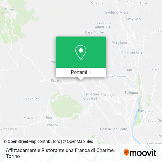 Mappa Affittacamere e Ristorante una Franca di Charme