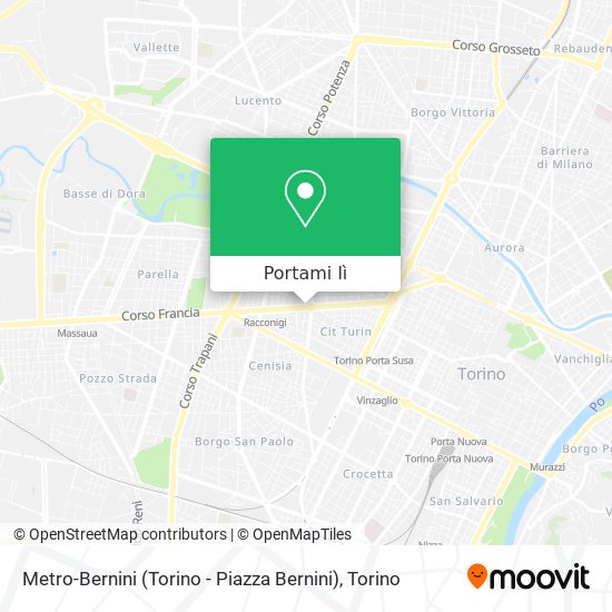 Mappa Metro-Bernini (Torino - Piazza Bernini)