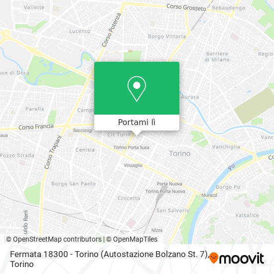 Mappa Fermata 18300 - Torino (Autostazione Bolzano St. 7)