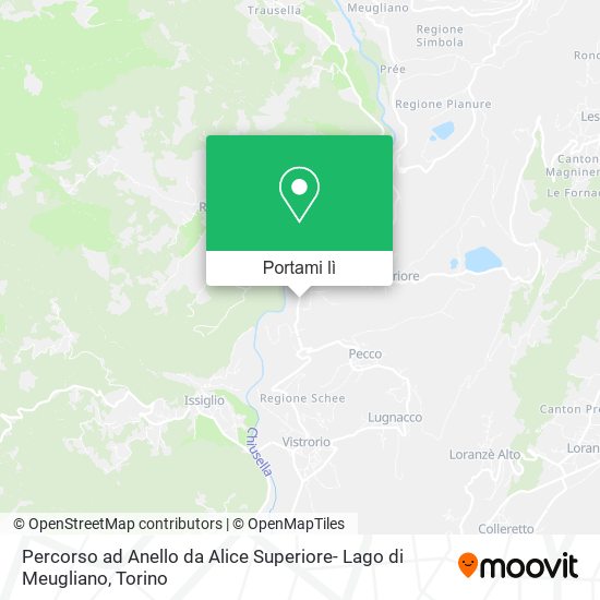 Mappa Percorso ad Anello da Alice Superiore- Lago di Meugliano