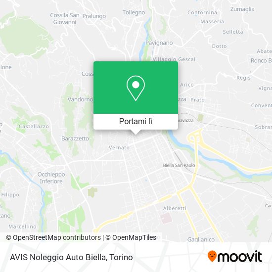 Mappa AVIS Noleggio Auto Biella