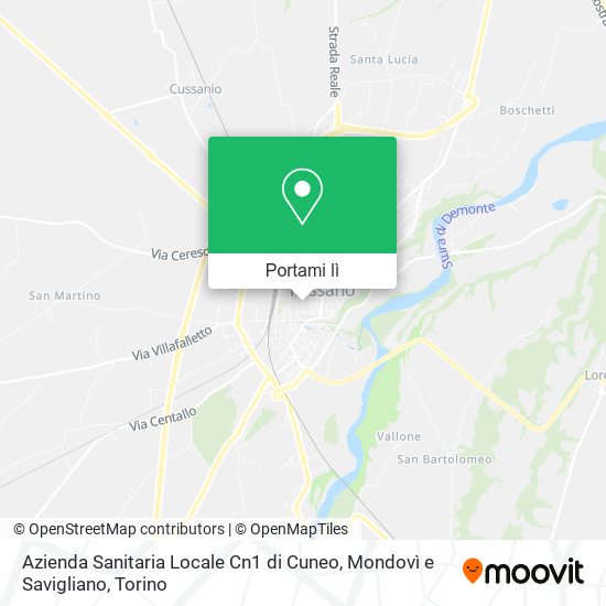 Mappa Azienda Sanitaria Locale Cn1 di Cuneo, Mondovì e Savigliano