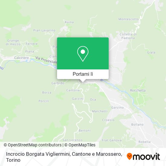 Mappa Incrocio Borgata Vigliermini, Cantone e Marossero