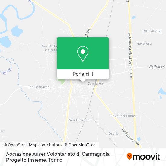 Mappa Aociazione Auser Volontariato di Carmagnola Progetto Insieme