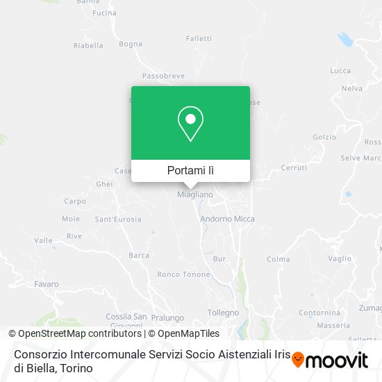 Mappa Consorzio Intercomunale Servizi Socio Aistenziali Iris di Biella