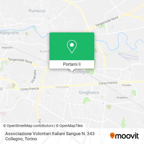 Mappa Associazione Volontari Italiani Sangue N. 343 Collegno