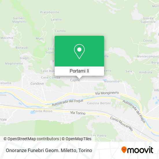 Mappa Onoranze Funebri Geom. Miletto