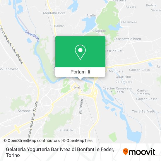 Mappa Gelateria Yogurteria Bar Ivrea di Bonfanti e Feder