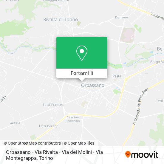 Mappa Orbassano - Via Rivalta - Via dei Molini - Via Montegrappa