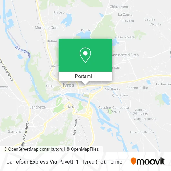 Mappa Carrefour Express Via Pavetti 1 - Ivrea (To)
