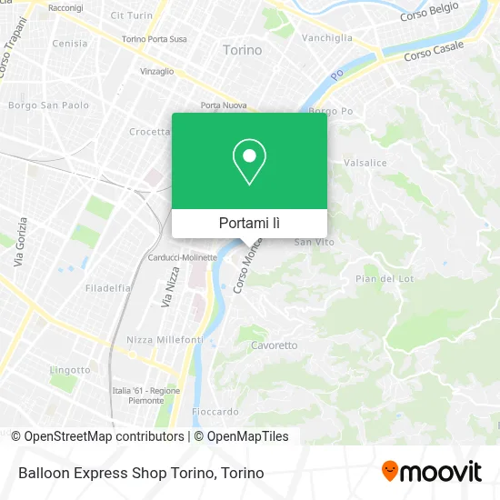 Mappa Balloon Express Shop Torino