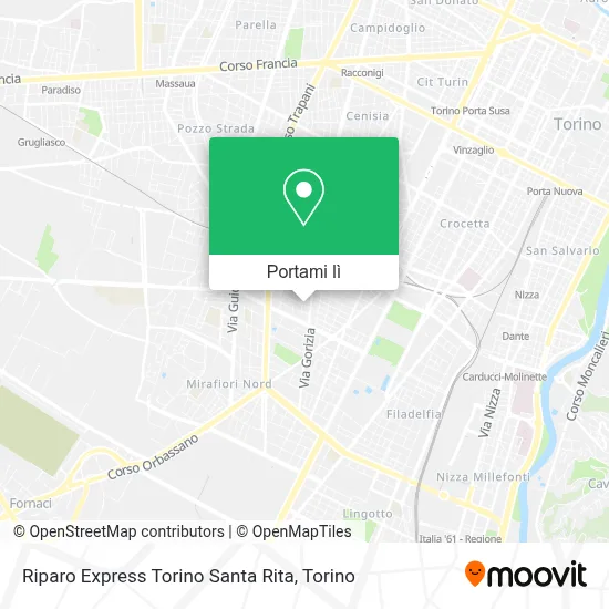 Mappa Riparo Express Torino Santa Rita