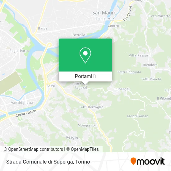 Mappa Strada Comunale di Superga