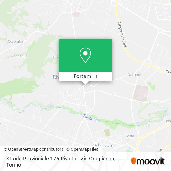 Mappa Strada Provinciale 175 Rivalta - Via Grugliasco
