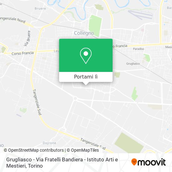 Mappa Grugliasco - Via Fratelli Bandiera - Istituto Arti e Mestieri